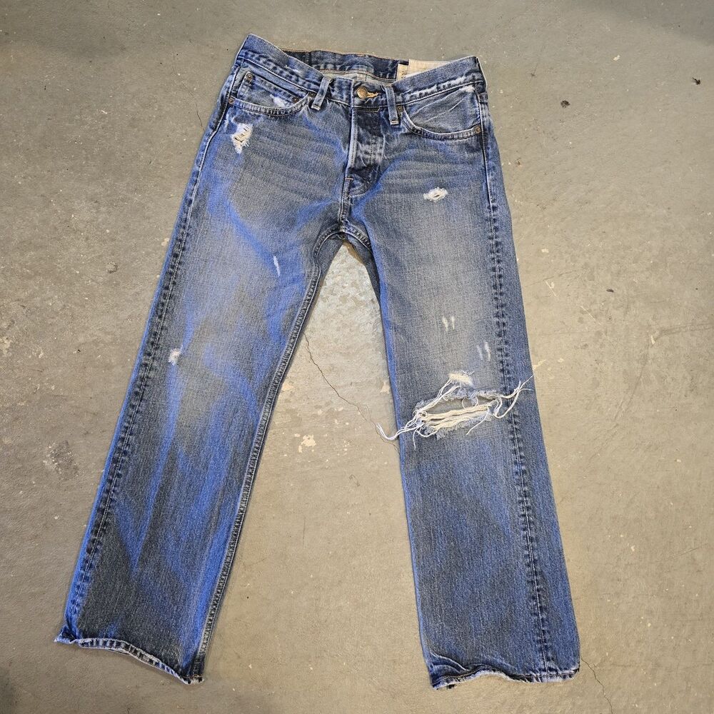 Vintage Hollister Jeans Mens 30x32 Classic Straight Blue Denim Distressed Y2K